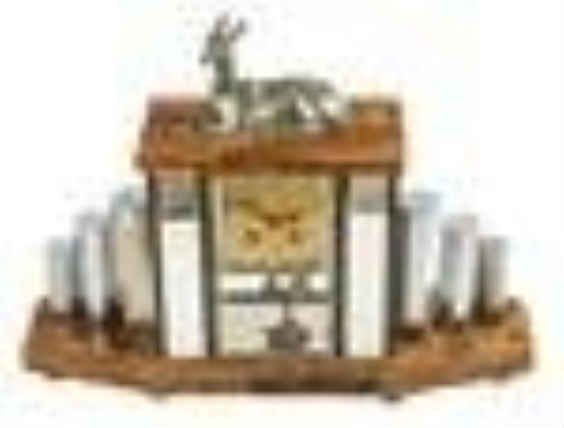 French Art Deco Figural Marble Clock & Garnitures