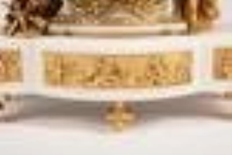 Gilt Bronze and Marble Figural Mantel Clock