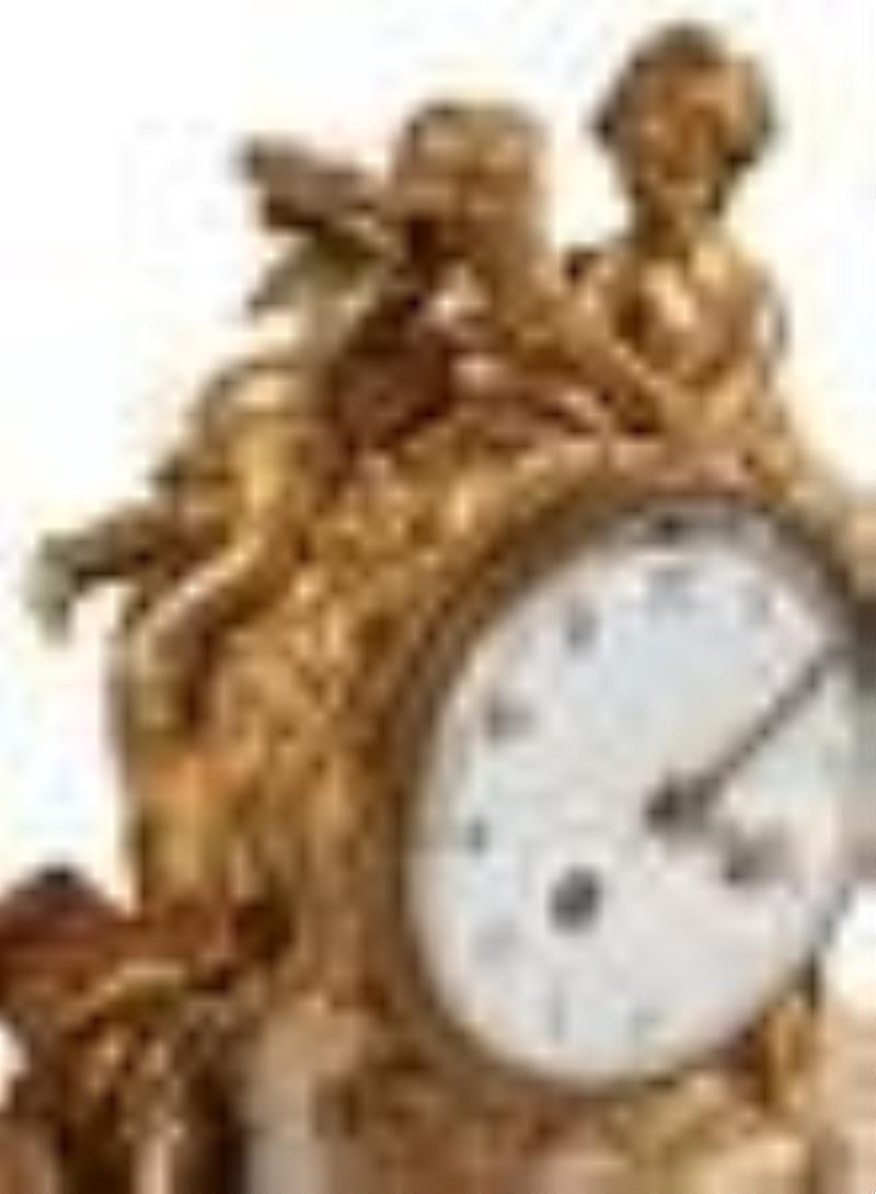 Gilt Bronze and Marble Figural Mantel Clock