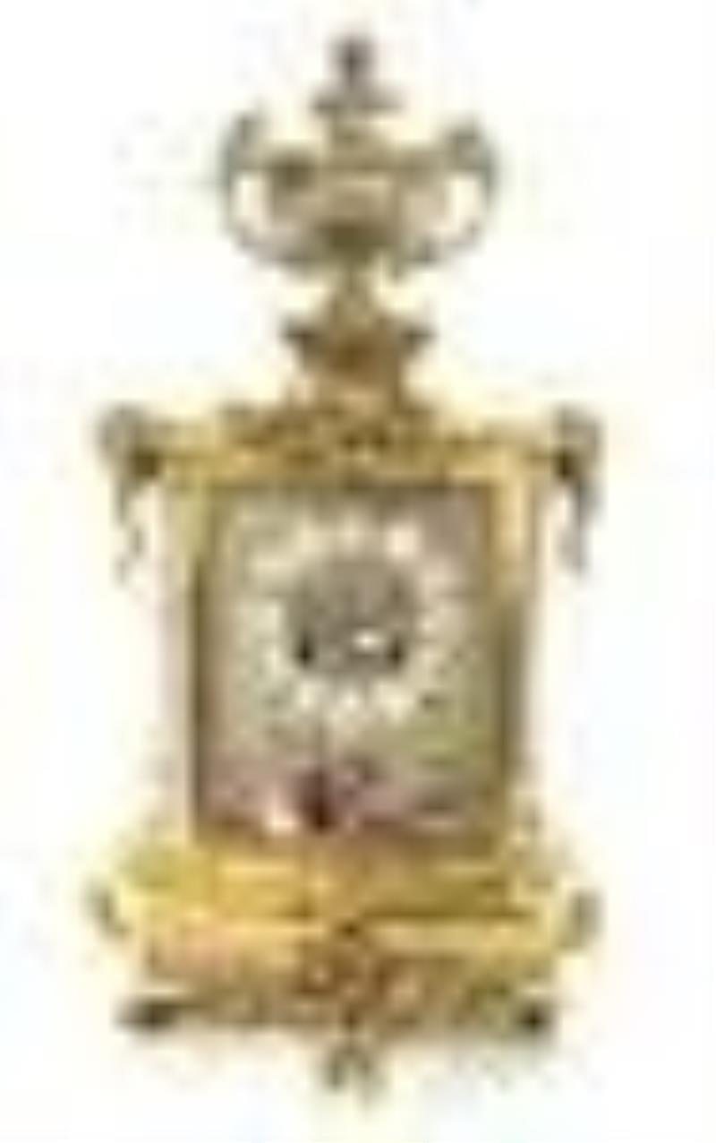 19th C. French Chinoiserie Bronze & Porcelain Clock Set