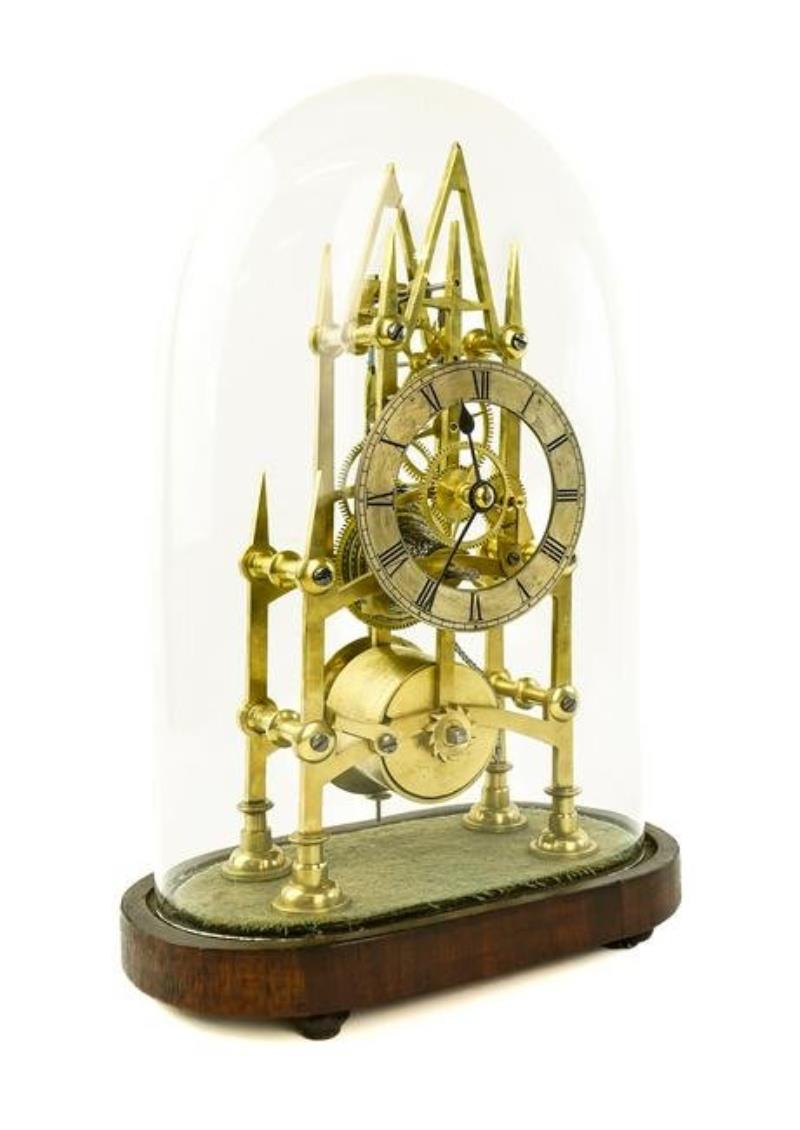 19th c English Single Fusee Skeleton Clock