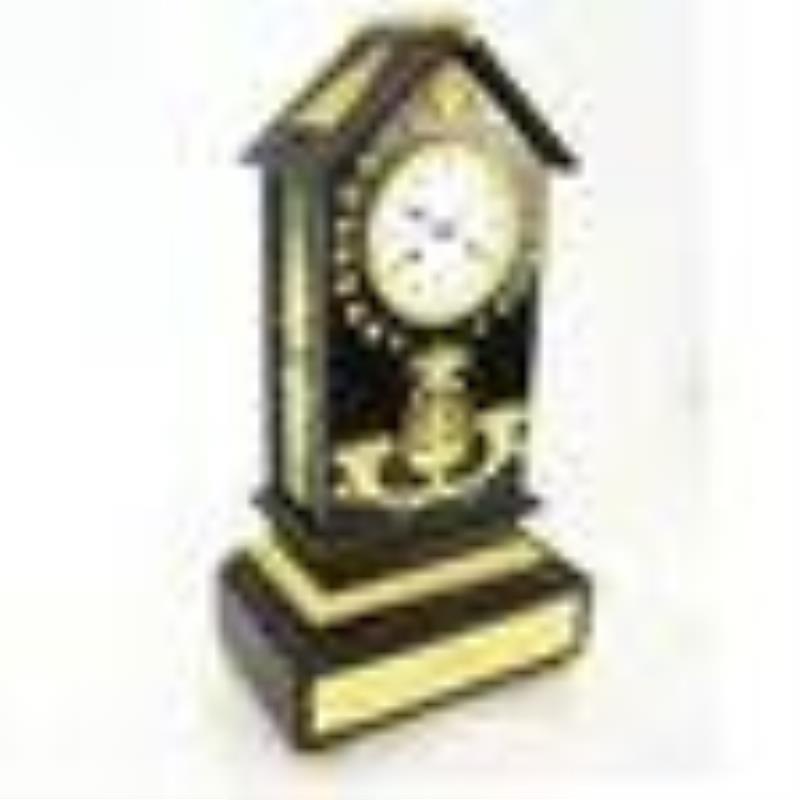 French Empire Bronze & Marble Mantel Clock