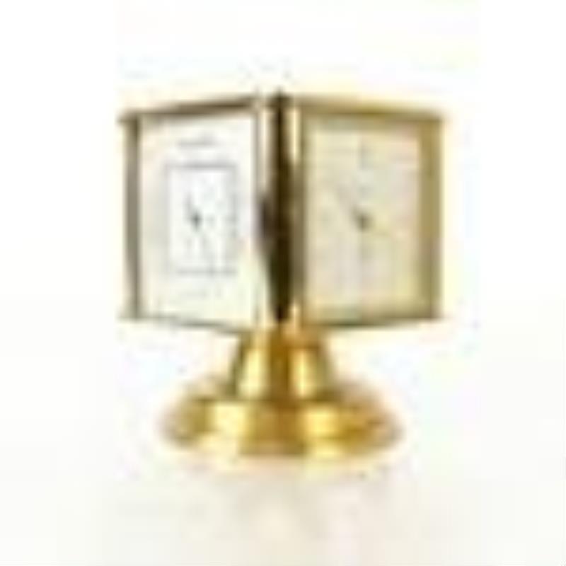 Seth Thomas Gilt Metal Revolving Desk Clock