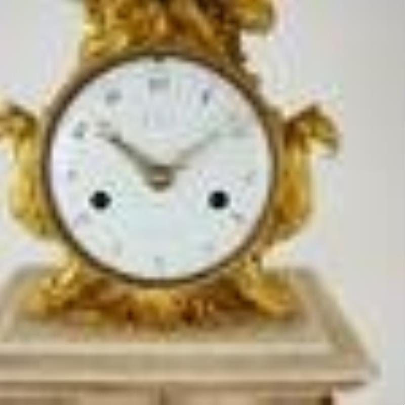 Louis XVI Bronze & Marble Mantel Clock