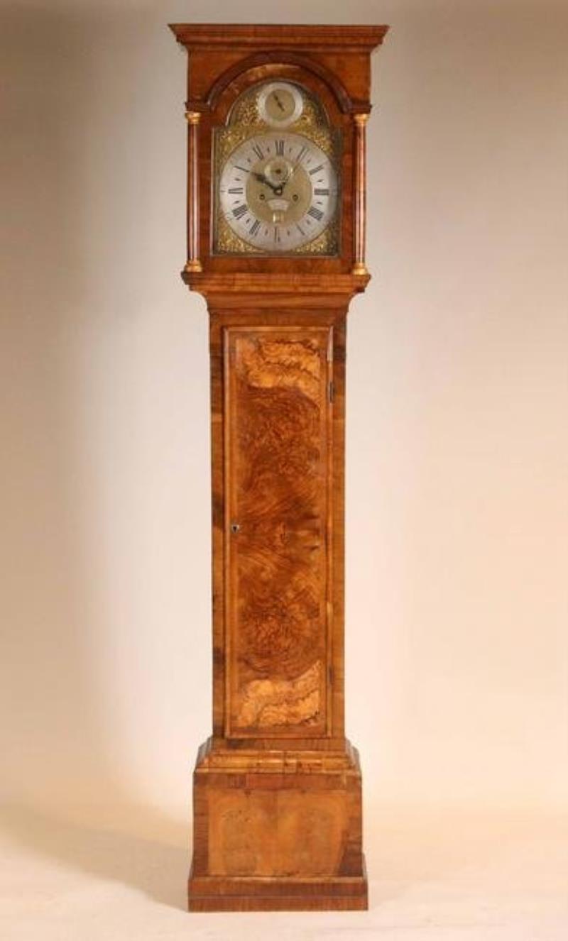 George II Parcel-Gilt Walnut Tall Case Clock