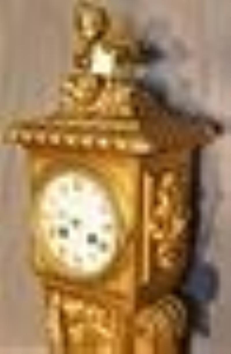 Heavy Monumental 2′ Solid Dore Bronze Clock Marked