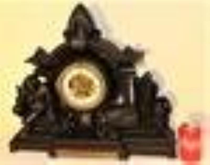 Rare Walnut Civil War Presentation Clock with Carved
