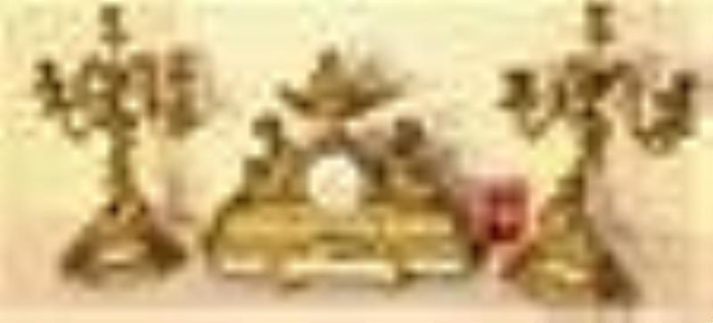 Large French Bronze 3 Piece Clock Set with Children and