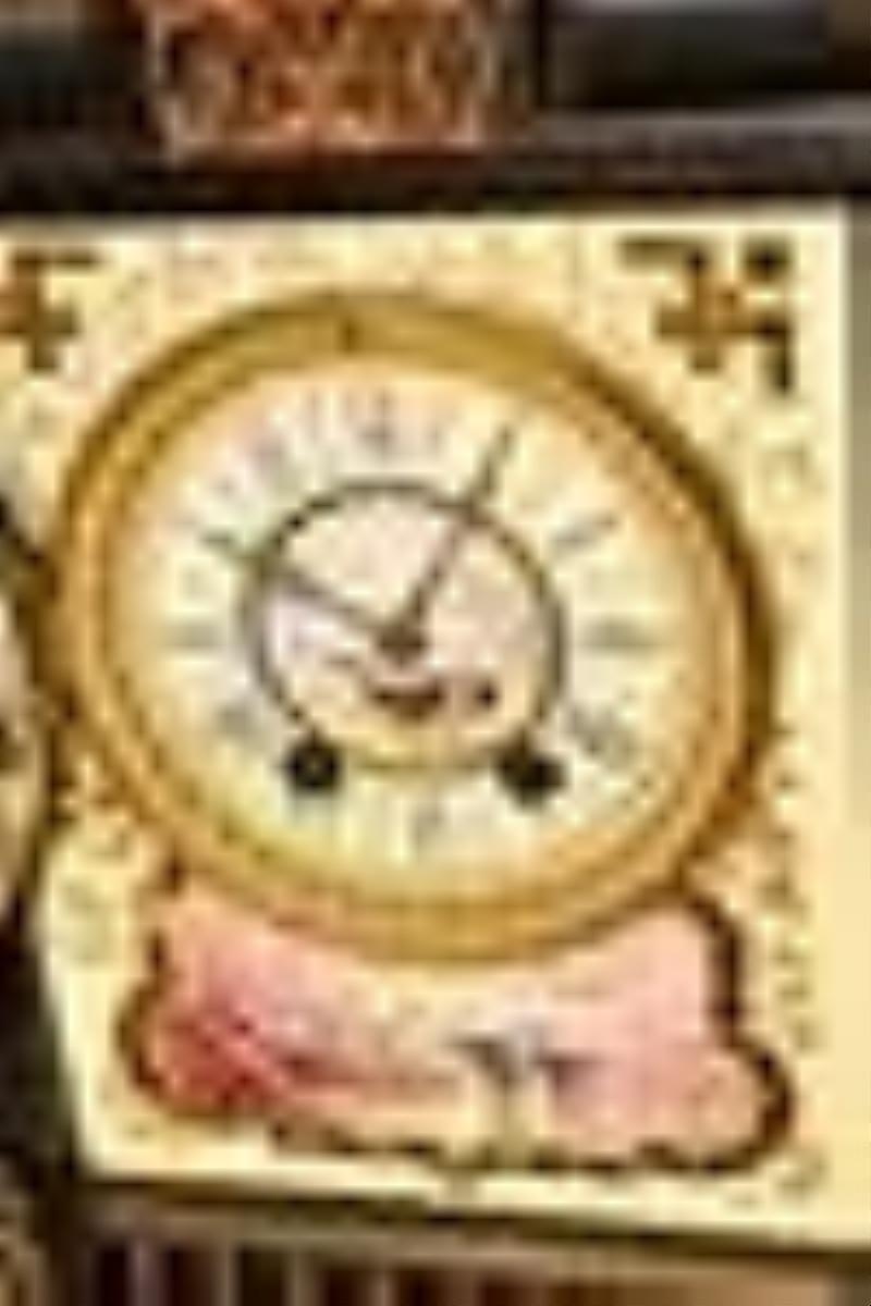 Super Marble Mantel Clock with Hand Painted Porcelain