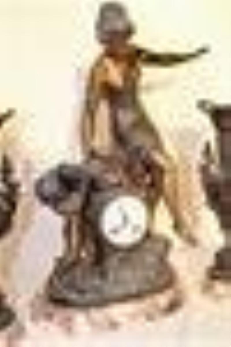 Large 3 Piece French Clock Set by Moreau