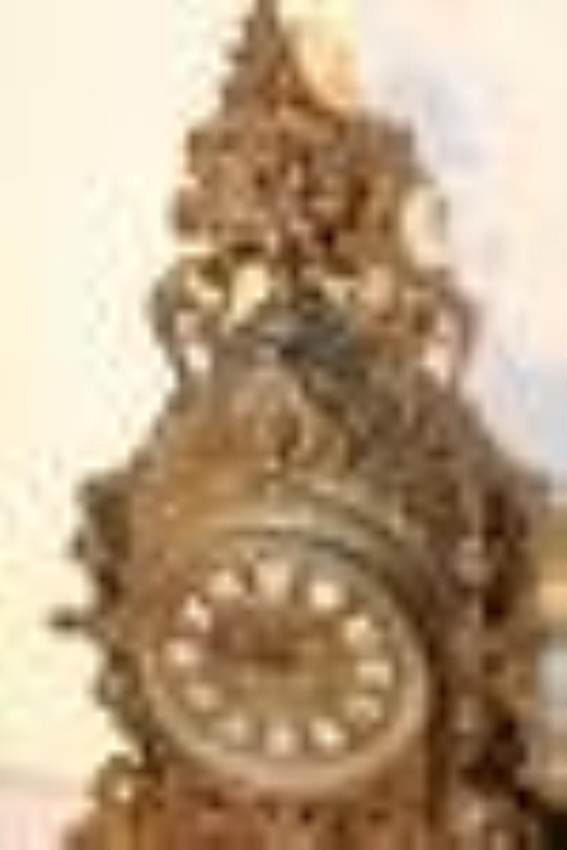 Large Victorian Mantel Clock with Lions and Griffins