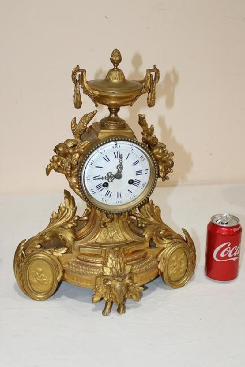 Fabulous Heavy Gilded Bronze French Clock with Cupids