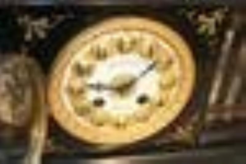 Real Nice Marble Mantel Clock with 3 Tone Marble Gold