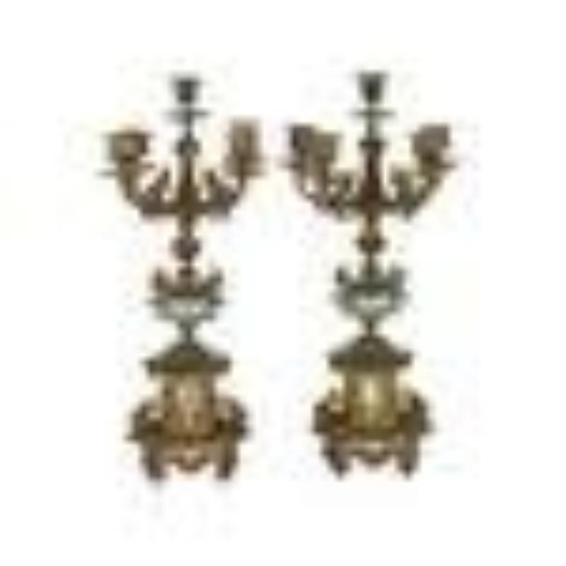 19th Cent. Sevres Porcelain & Bronze Clock Set