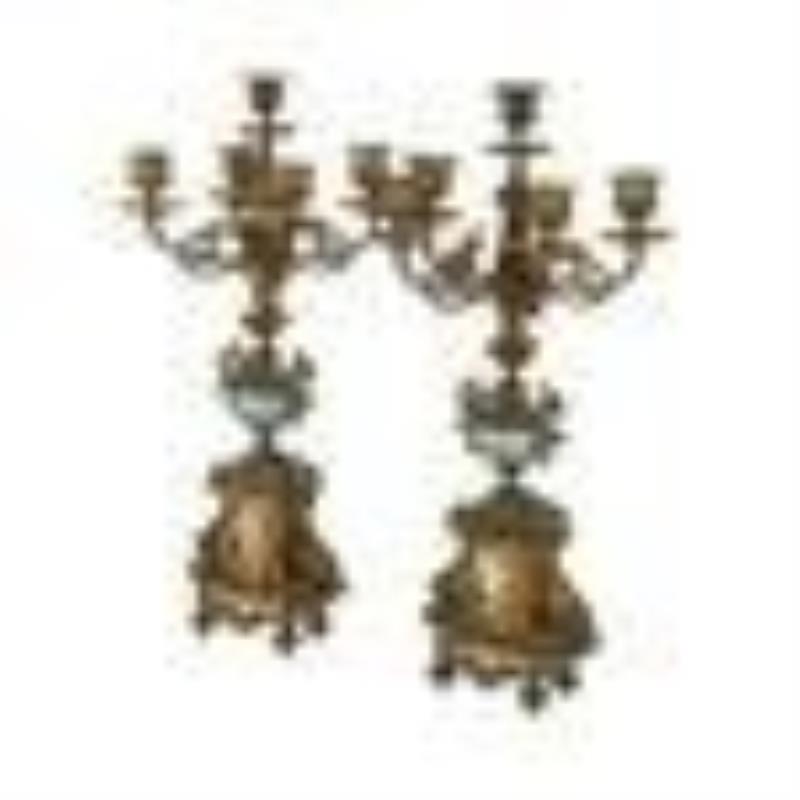 19th Cent. Sevres Porcelain & Bronze Clock Set