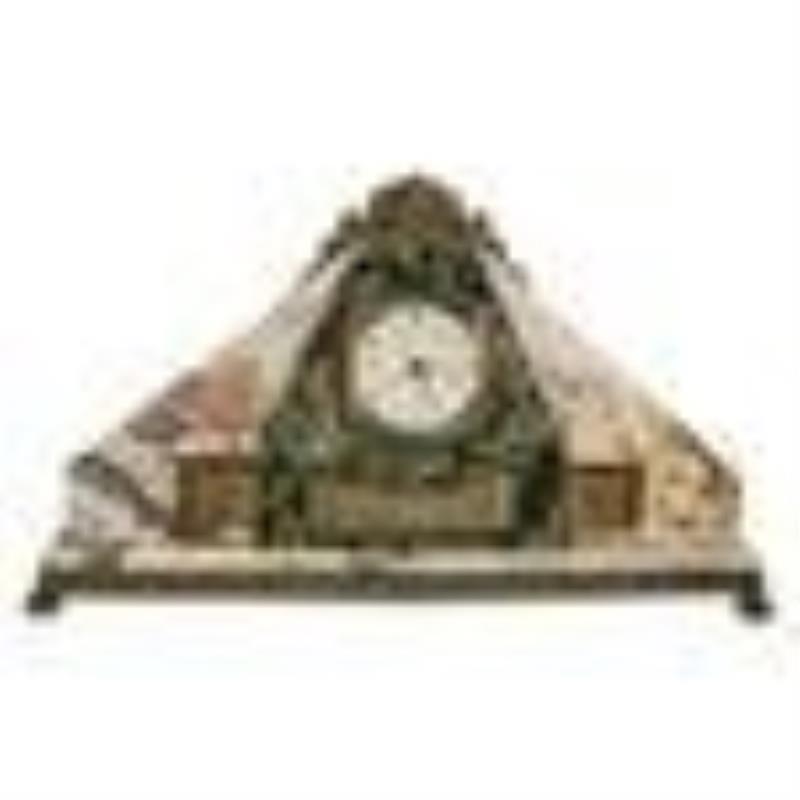 Art Deco Marble & Bronze Clock