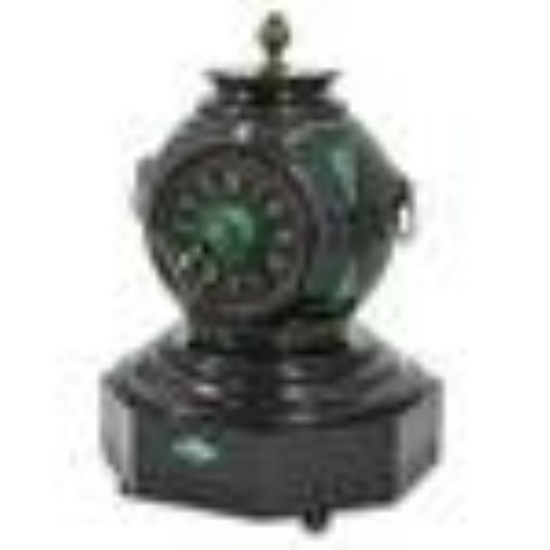 French Black Slate & Malachite Clock