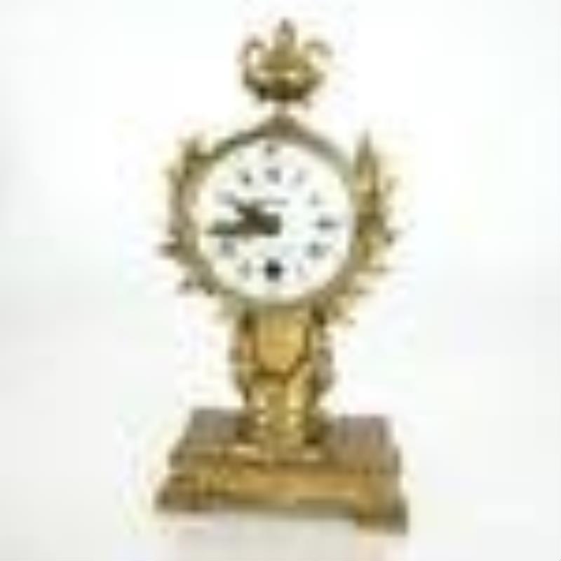 French Miniature Bronze Desk Clock