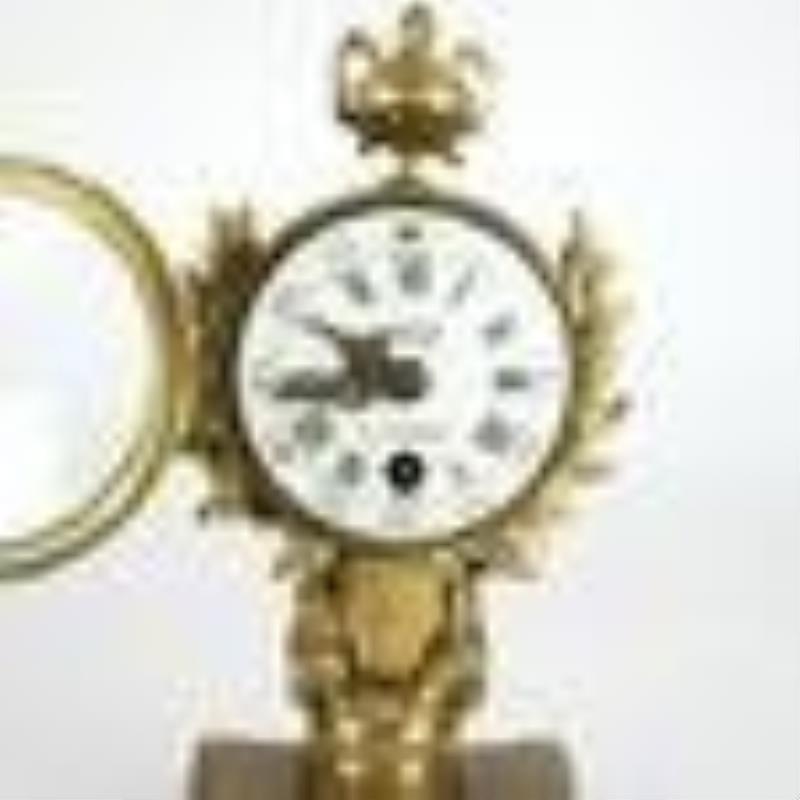 French Miniature Bronze Desk Clock