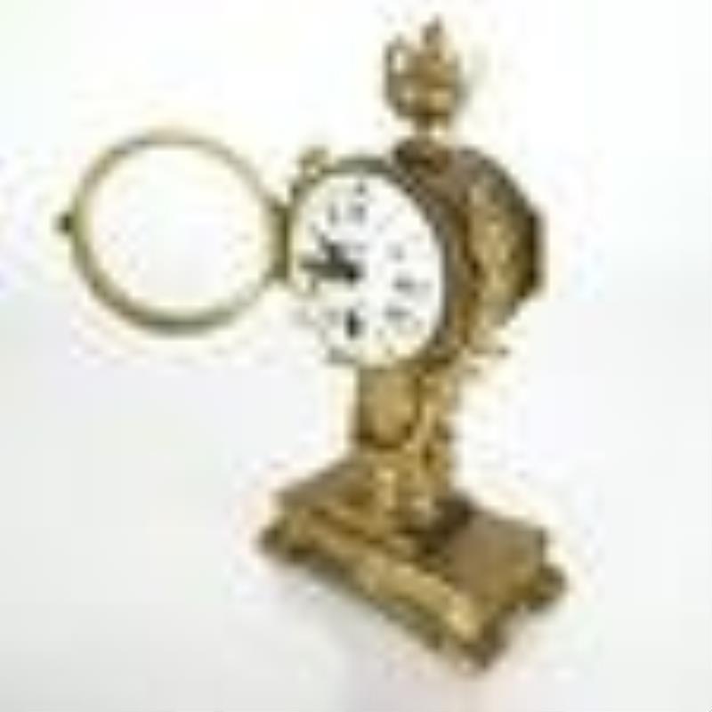 French Miniature Bronze Desk Clock