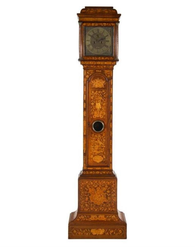 A Dutch Marquetry Tall Case Clock with an English