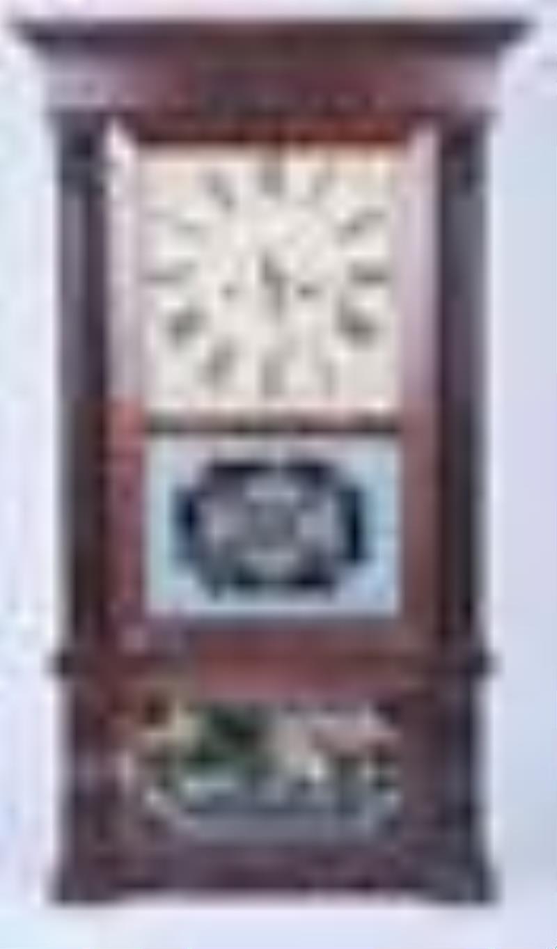 Forestville Mfg cornice & column shelf clock