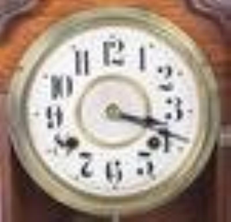 New Haven Clock Co Oak Gingerbread Shelf Clock