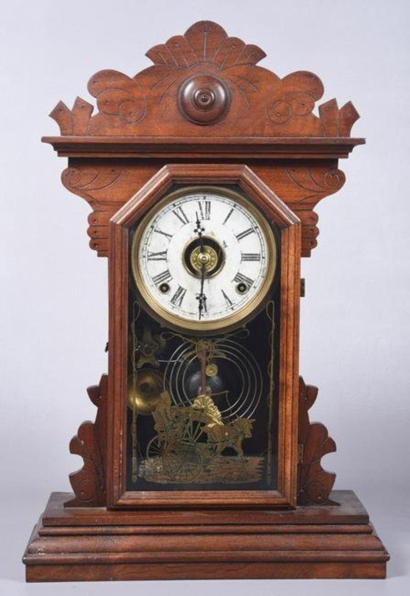 Walnut Victorian shelf clock