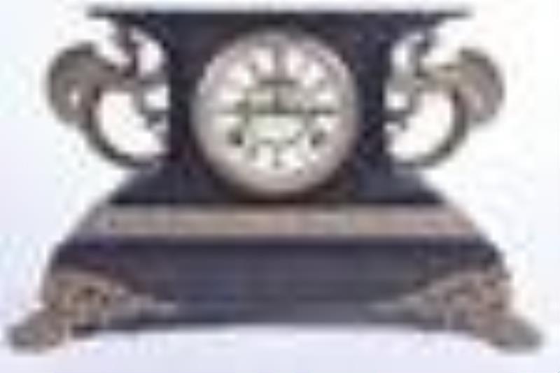 Ansonia \\\”Belgium\\\” Enameled Iron Mantle Clock