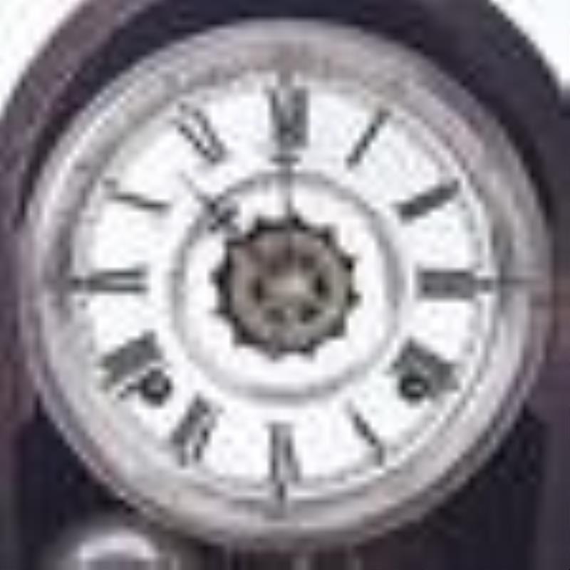 Walnut Victorian Mantle Clock w/incised carving