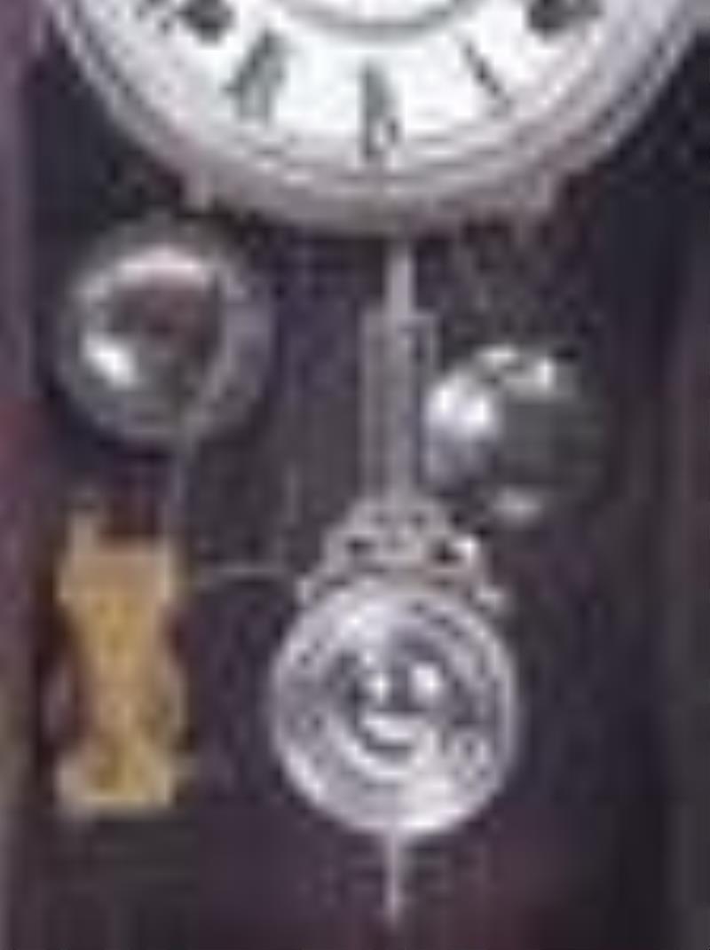 Walnut Victorian Mantle Clock w/incised carving
