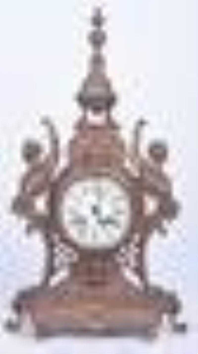 French bronze figural mantel clock