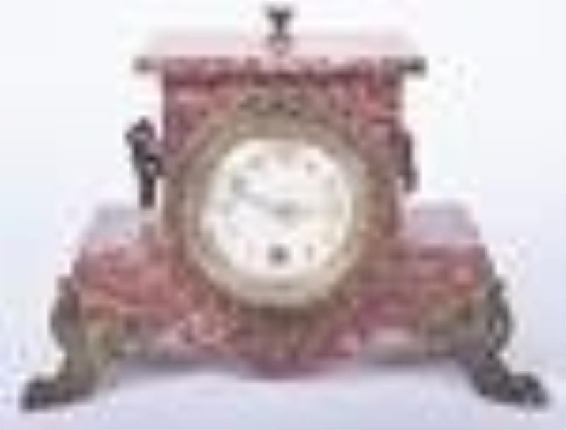 Red marble French mantel clock