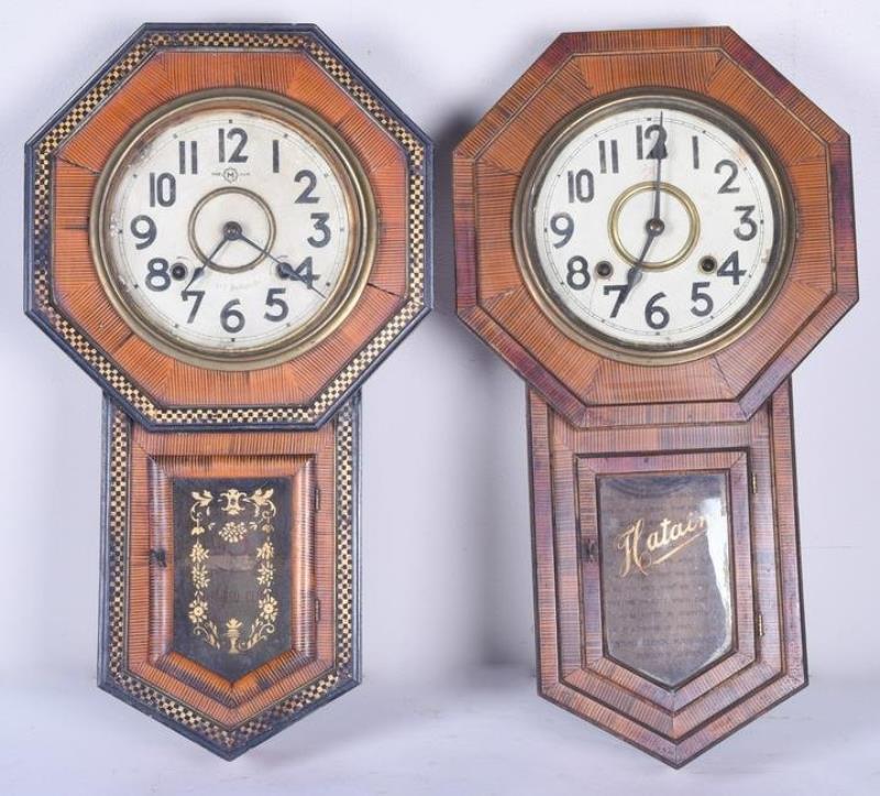 (2) Japanese octagon wall clocks