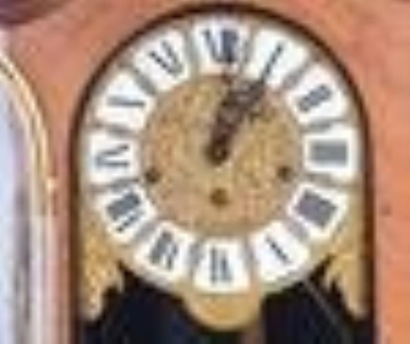 Repro Louis XVI Style Gilt Metal & Marquetry Wall Clock