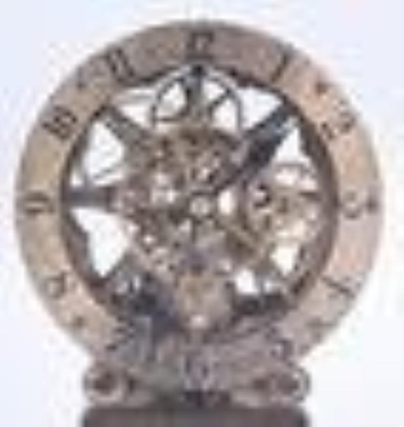 Coil Spring Chain Skeleton Clock w/ Dome