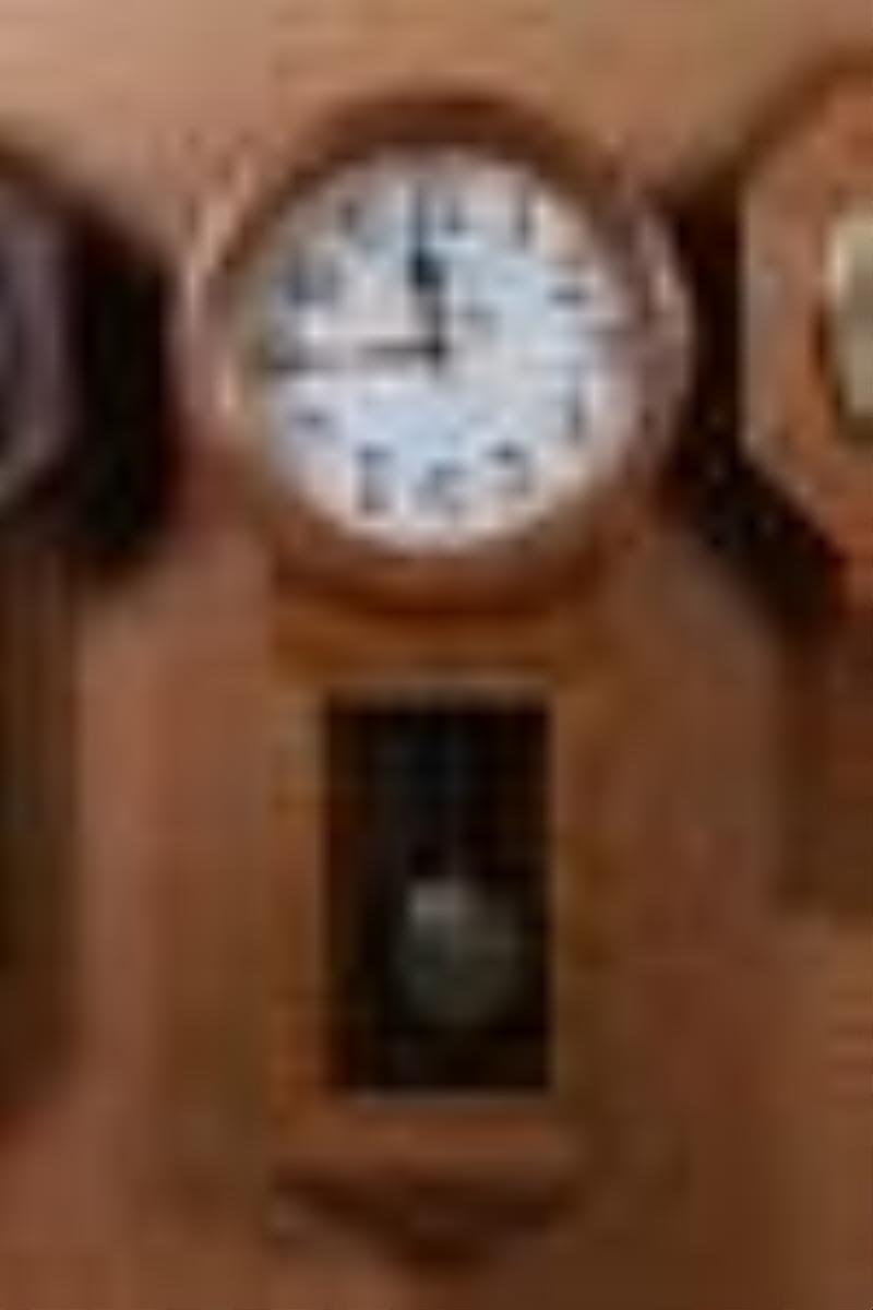 Oak New Haven \\\”Saturn\\\” Weight Time Only Wall Clock