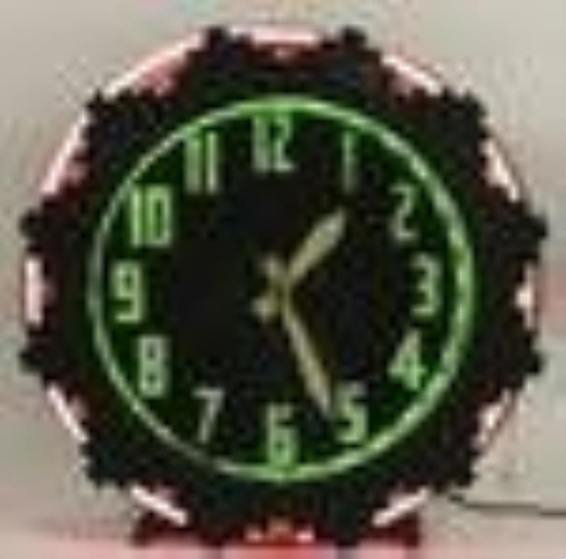 1940s Art Deco 26\\\” Aztec Style Neon Adv Clock
