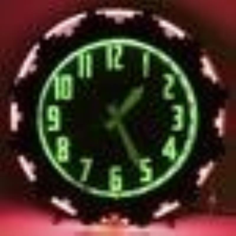 1940s Art Deco 26\\\” Aztec Style Neon Adv Clock