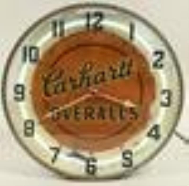 Scarce Early Carhartt Overalls Neon Adv Clock
