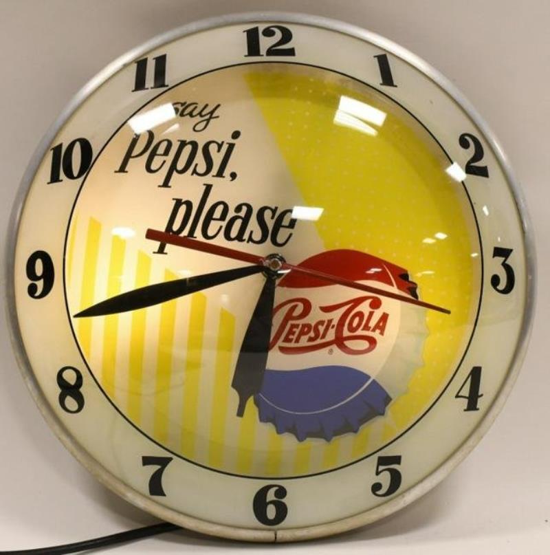 Vintage Pespi-Cola Double Bubble Adv Lighted Clock