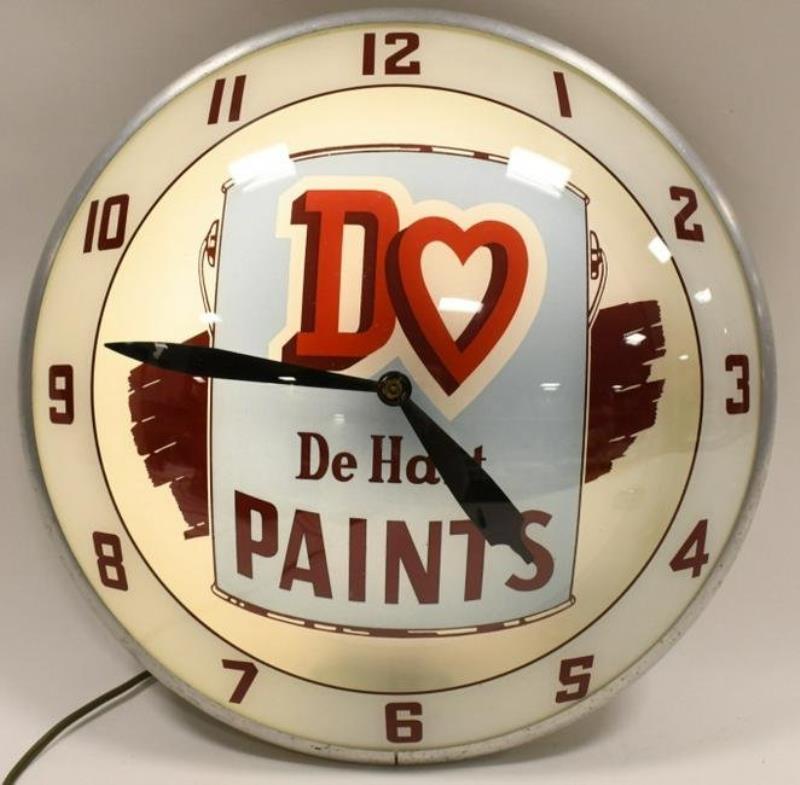 Vintage DeHart Paints Double Bubble Lighted Clock