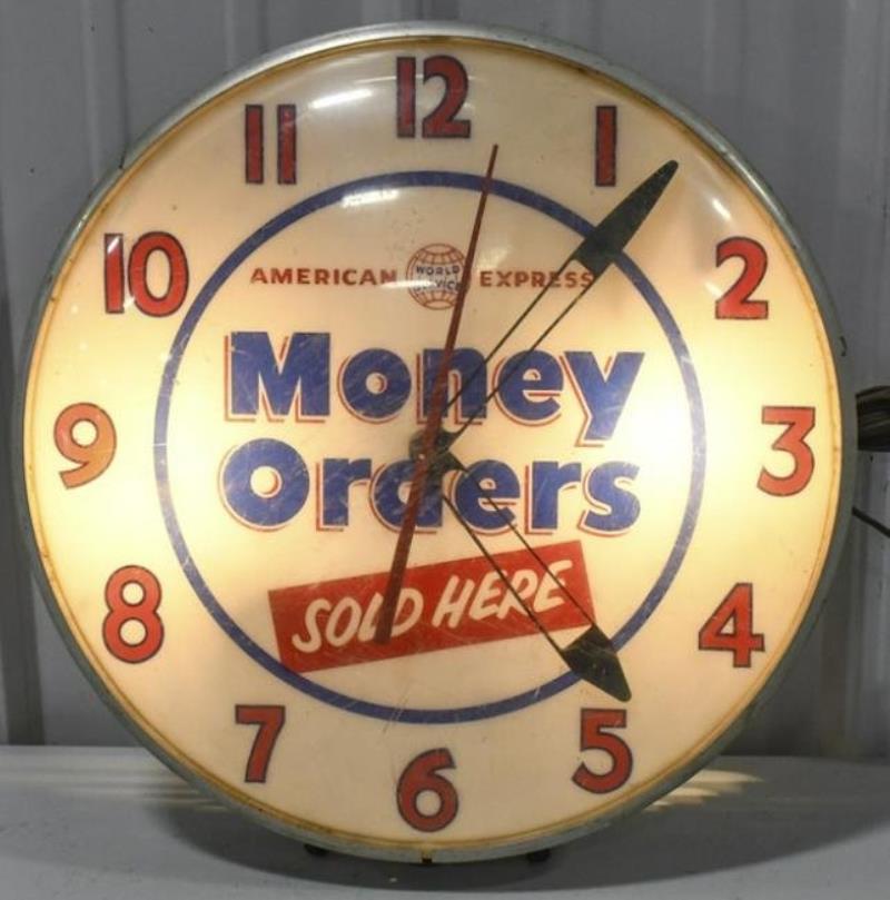 Vintage American Express Lighted Advertising Clock