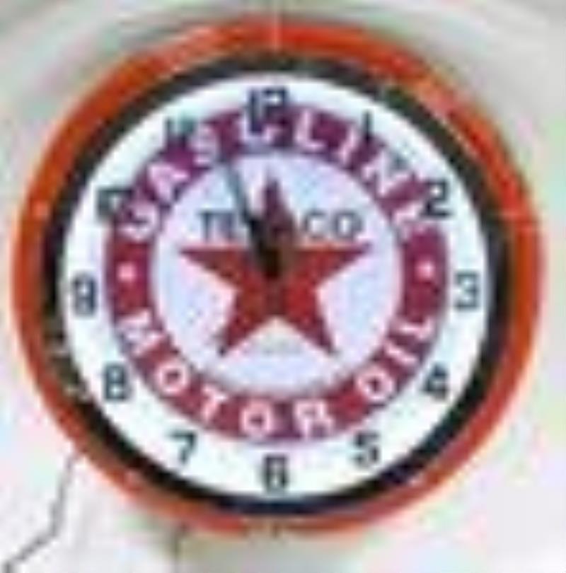 Modern Texaco Gasoline & Motor Oil Neon Clock