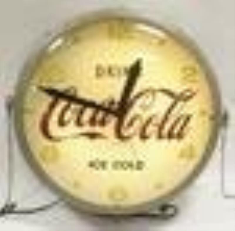 Vintage 22\\\” Coca-Cola Lighted Adv Clock w/ Bracket