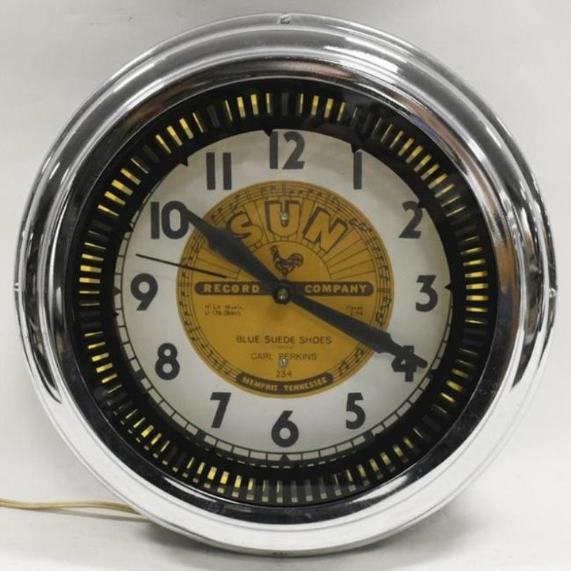 Vintage Sun Records 40th Anniv Neon Spinner Clock