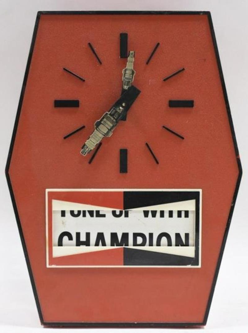 Vintage Champion Spark Plugs Motion Adv Clock