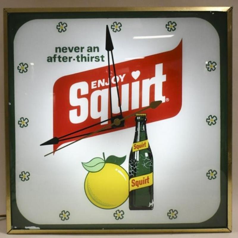 Vintage Squirt Soda Lighted Adv PAM Clock