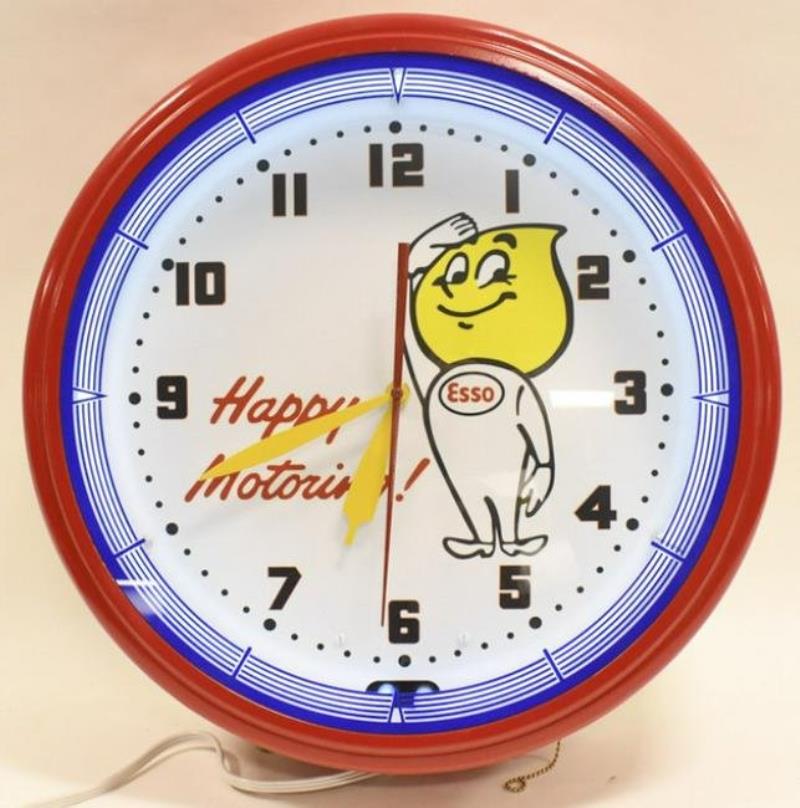 20” Esso Oil Drop Man Fantasy Neon Adv Clock