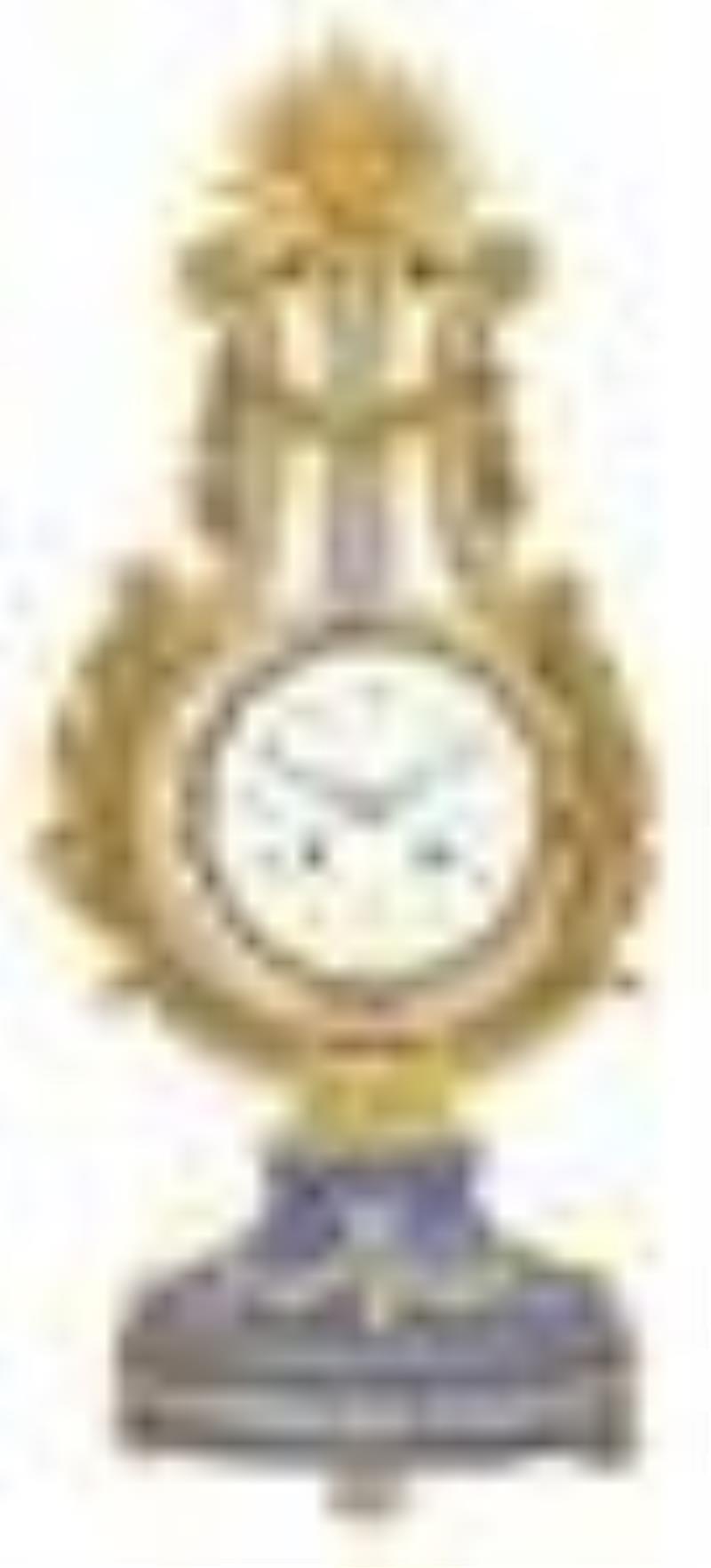 Louis XVI Style Gilt Bronze and Lapis Clock